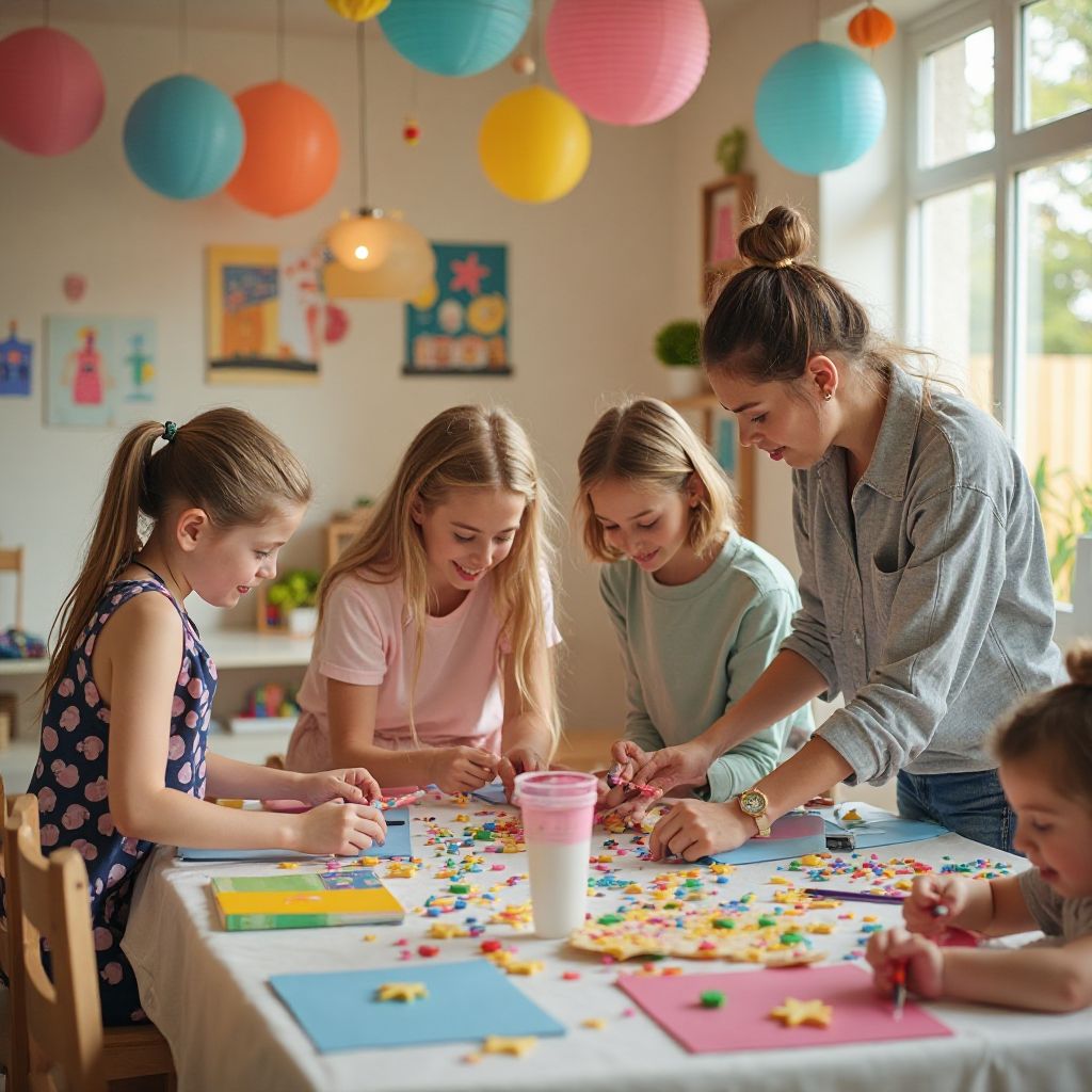 Professional event organizers planning children's activities